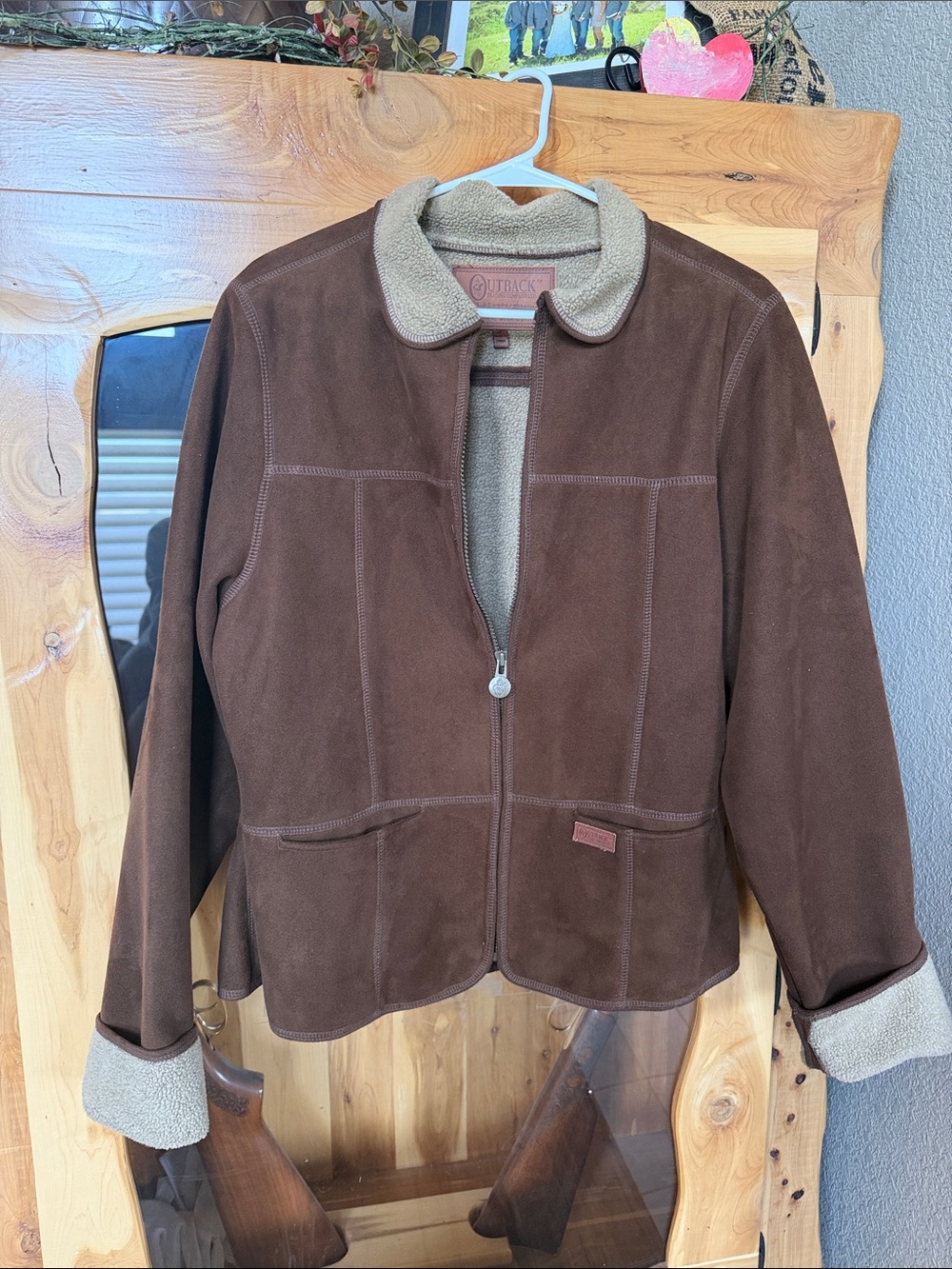 Brown Suede Jacket with Sherpa Collar and lining